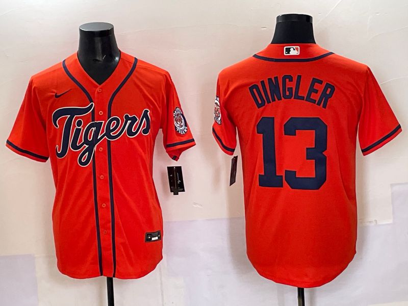 Men Detroit Tigers #13 Dingler Orange Game 2025 Nike MLB Jersey style 006